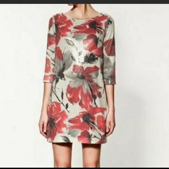 Zara Floral sequin Dress - Picture 1 of 6